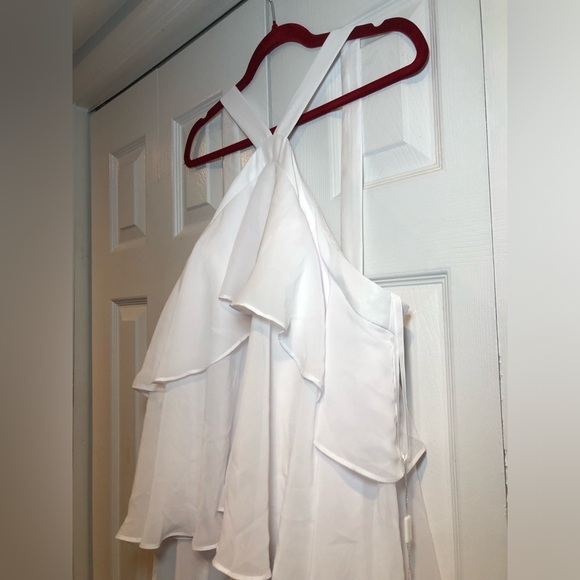 Choffon Halter Dress with Tiered Long A-line Formal Dress - Picture 3 of 12